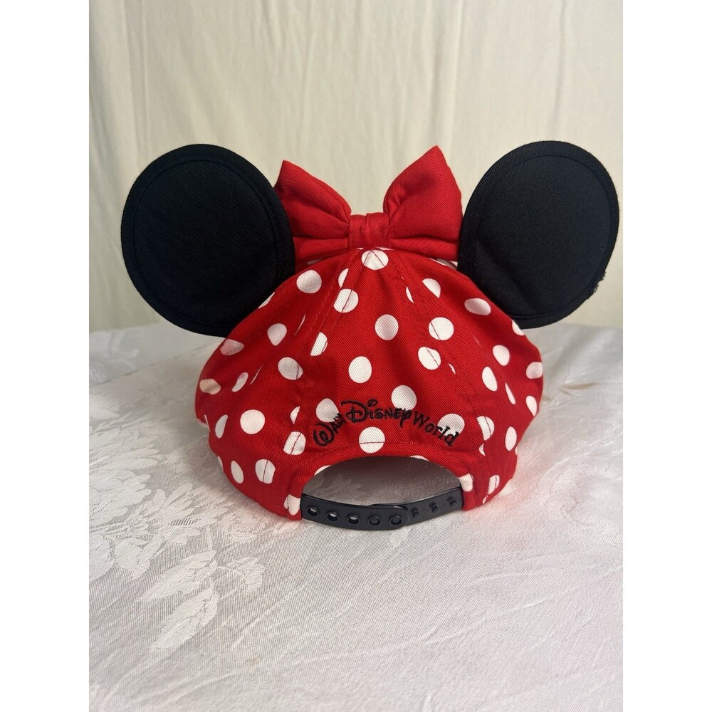 Disney Parks Minnie Baseball Snapback Cap W/ Ears And Bow Small Flaw Youth READ - Picture 3 of 10
